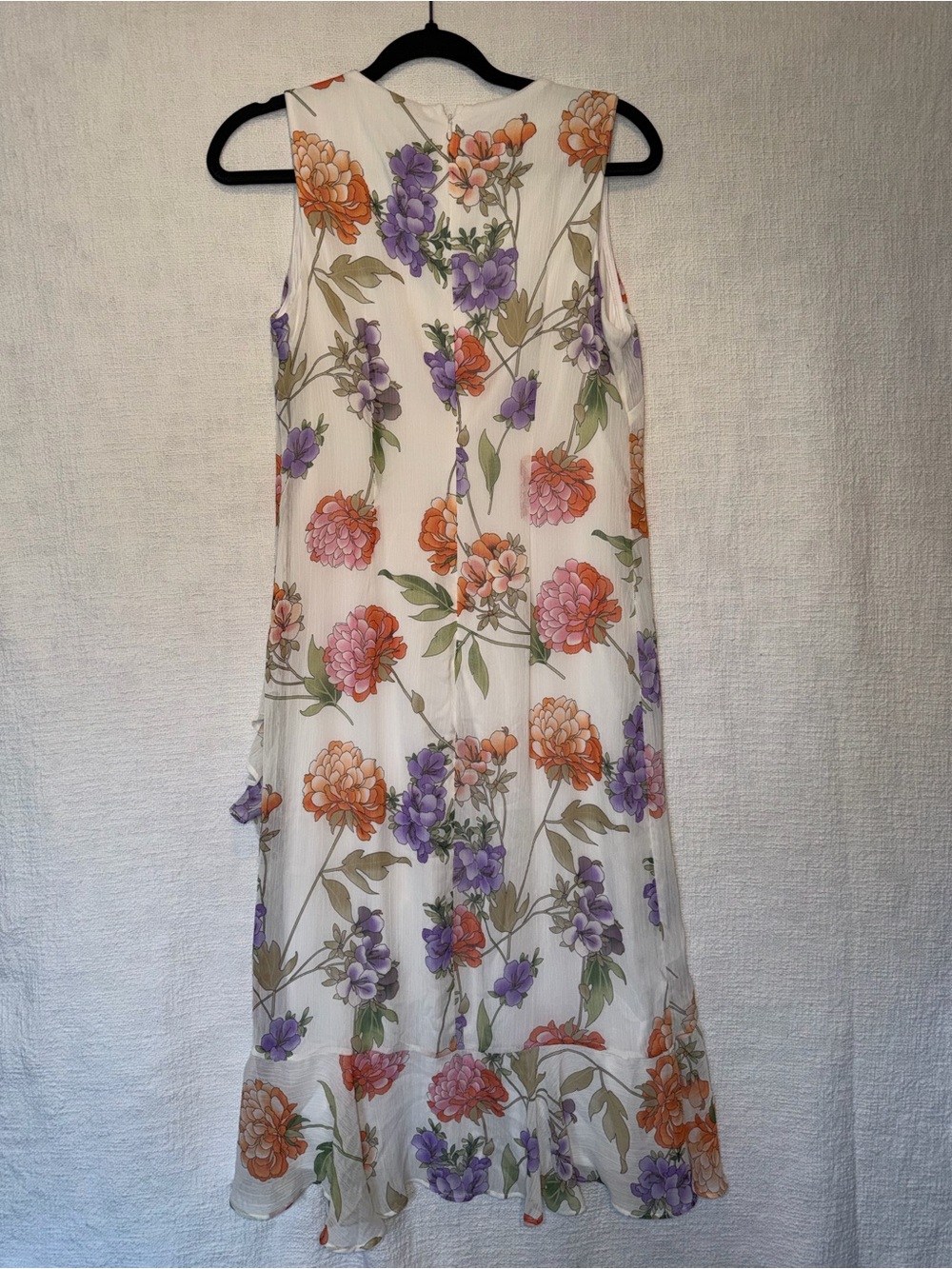 Calvin Klein White Maxi Dress with Orange & Purple Floral Print